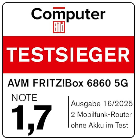 FRITZ! Box 6860 5G Router – WiFi 6 bis zu 3000 MBit/s, PoE+, DECT-Basis