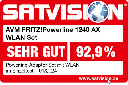 FRITZ!Powerline 1240 AX Set – Gigabit-Powerline mit Wi-Fi 6 Access Point