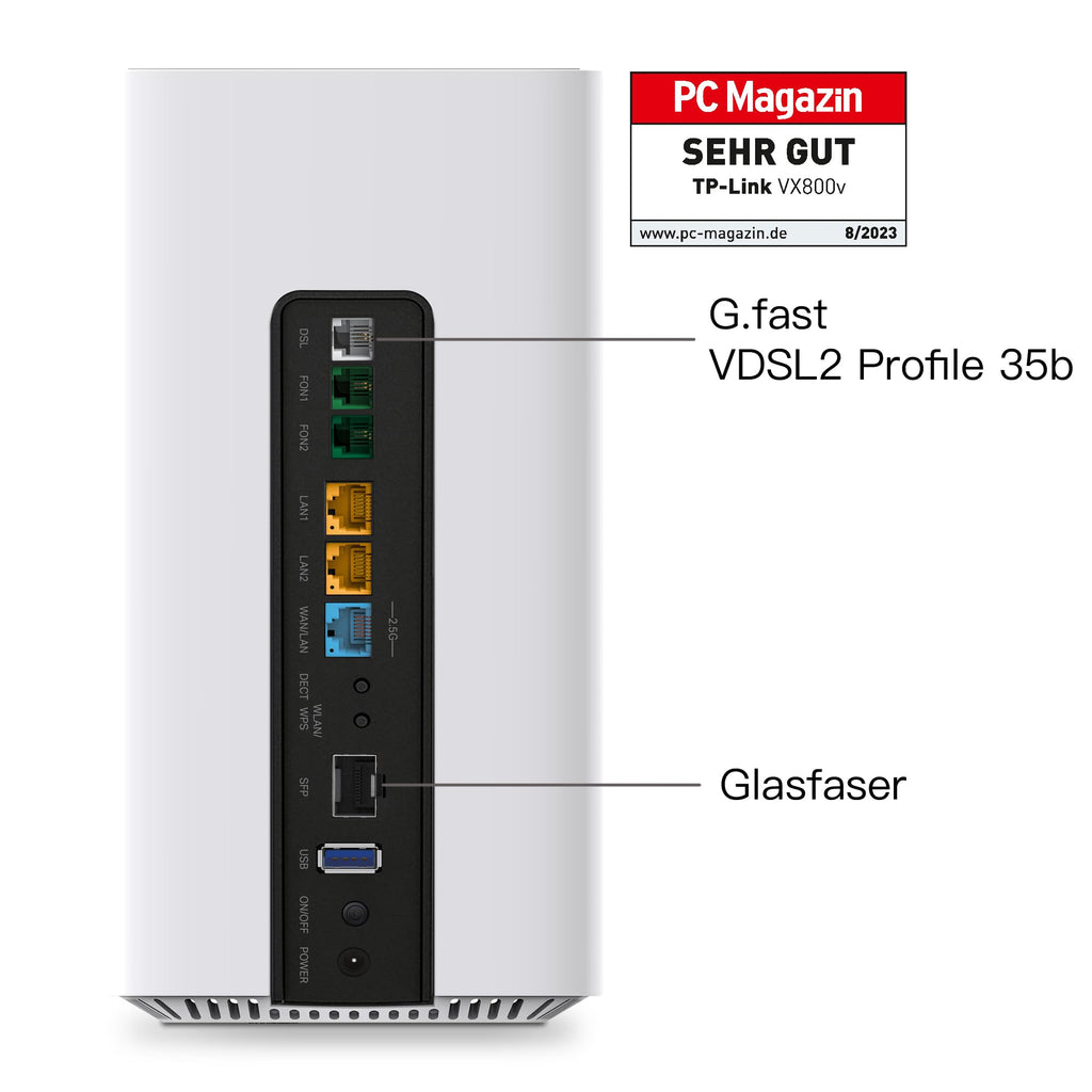 TP-Link VX800v – Wi-Fi 6 VDSL Modem Router AX6000 mit 2.5G WAN & DECT