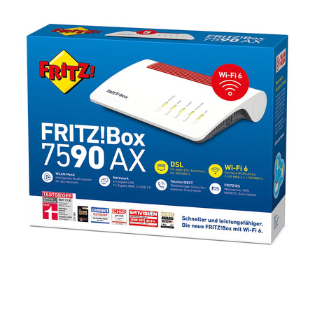 FRITZ! Box 7590 AX – Wi-Fi 6 DSL-Router mit Mesh, DECT-Basis & Supervectoring